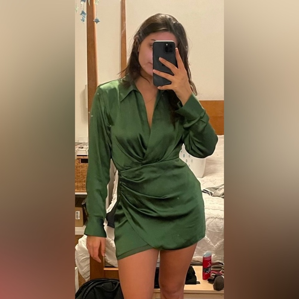 Satin Green Dress
